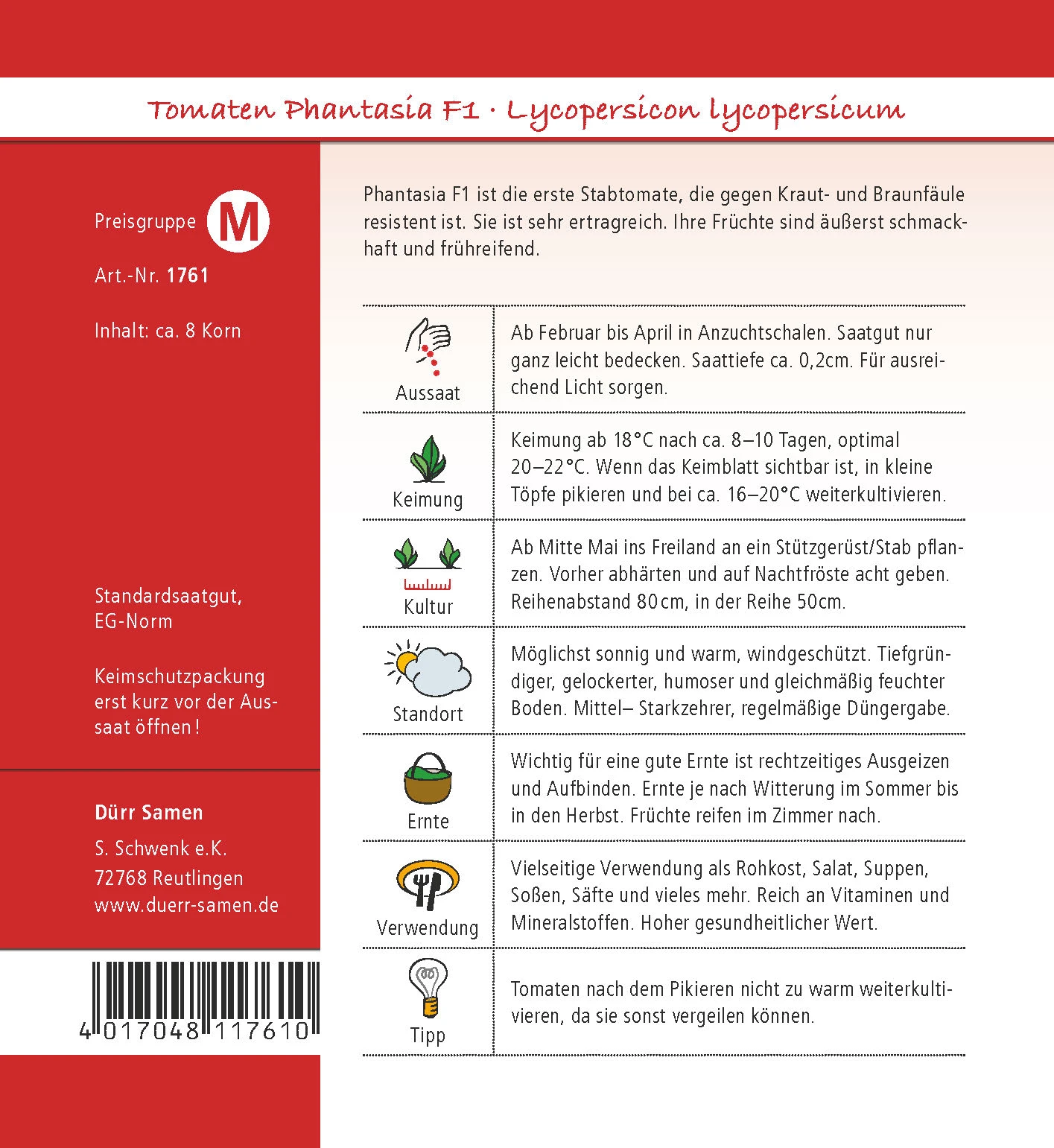 Stabtomate Phantasia F1 | Stabtomatensamen Von Dürr Samen 4 Stabtomate Phantasia F1 | Stabtomatensamen Von Dürr Samen – Bild 2