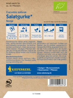 BIO Salatgurke Sonja | Salatgurkensamen Von Kiepenkerl [MHD 01/2024] -Samenhaus Geschäft 3533 BIO Salatgurke Sonja 2647 1