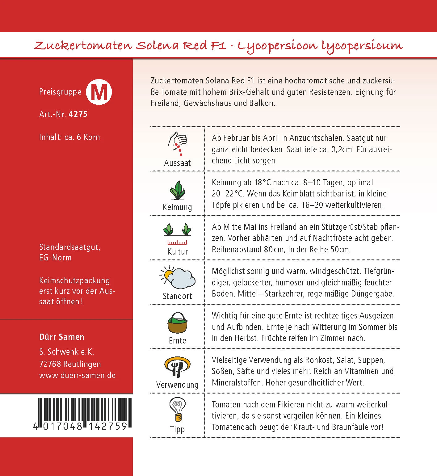 Zuckertomate Solena Red F1 | Zuckertomatensamen Von Dürr Samen 4 Zuckertomate Solena Red F1 | Zuckertomatensamen Von Dürr Samen – Bild 2