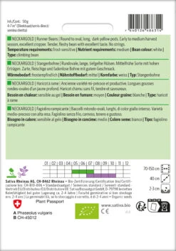 Stangenbohne Neckargold | BIO Stangenbohnensamen Von Sativa Rheinau