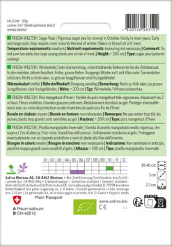 Zuckererbse Frieda Welten | BIO Zuckererbsensamen Von Sativa Rheinau