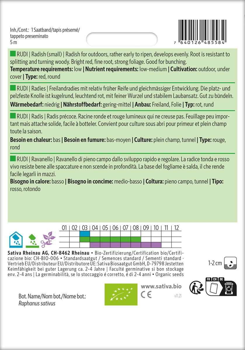 Radies Rudi (Saatband) | BIO Radieschensamen Von Sativa Rheinau 3 Radies Rudi (Saatband) | BIO Radieschensamen Von Sativa Rheinau