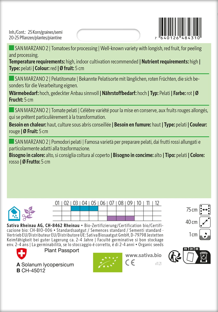 Pelatitomate San Marzano 2 | BIO San Marzano Tomatensamen Von Sativa Rheinau 3 Pelatitomate San Marzano 2 | BIO San Marzano Tomatensamen Von Sativa Rheinau