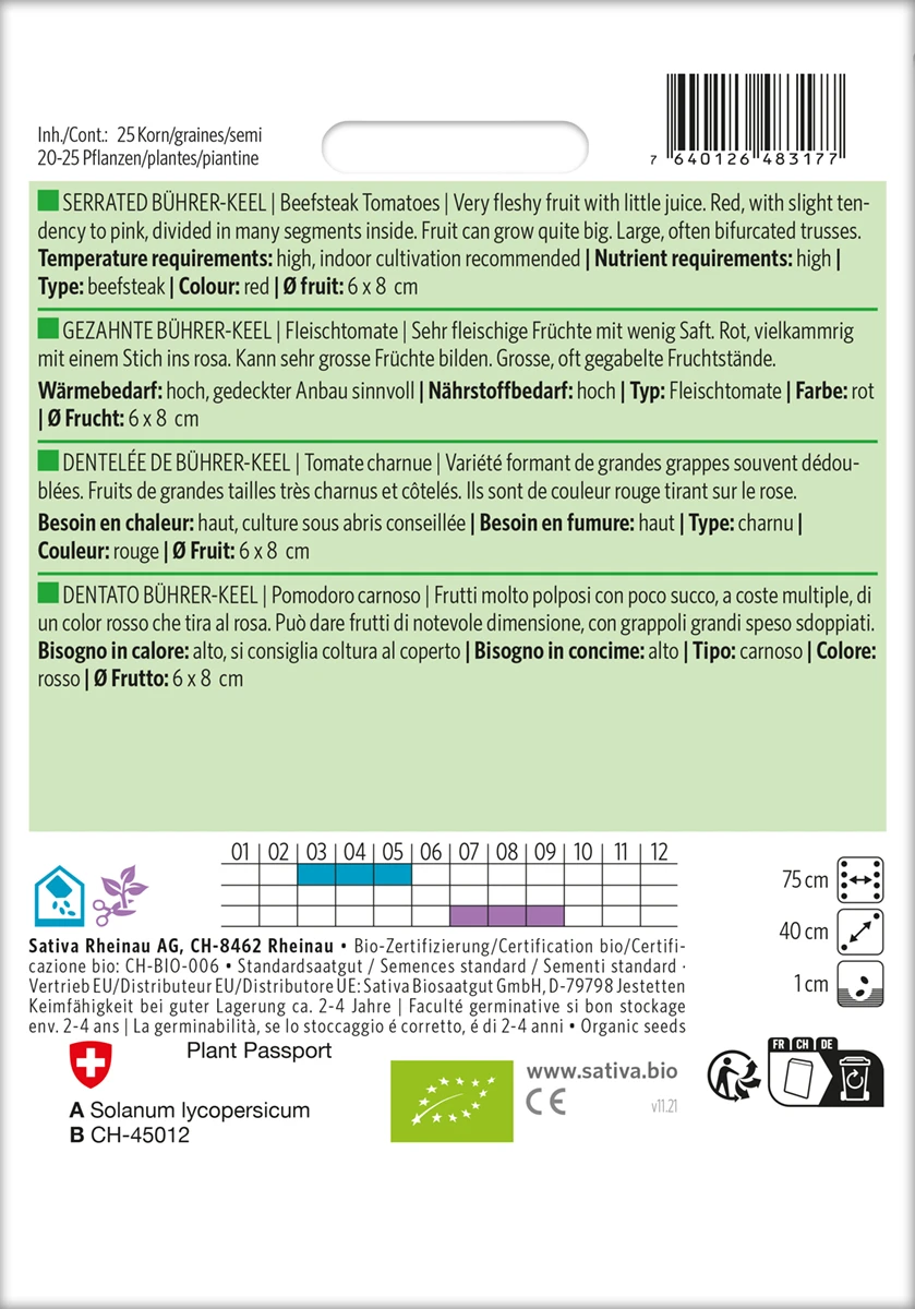 Fleischtomate Gezahnte Bührer-Keel | BIO Fleischtomatensamen Von Sativa Rheinau 4 Fleischtomate Gezahnte Bührer-Keel | BIO Fleischtomatensamen Von Sativa Rheinau – Bild 2