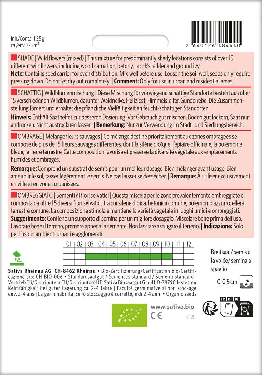 Wildblumenmischung Schattig | BIO Wildblumensamen Von Sativa Rheinau 3 Wildblumenmischung Schattig | BIO Wildblumensamen Von Sativa Rheinau