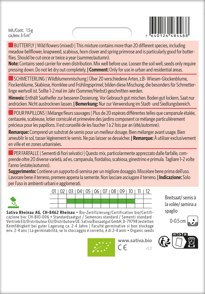 Wildblumenmischung Schmetterling | BIO Wildblumensamen Von Sativa Rheinau 3 Wildblumenmischung Schmetterling | BIO Wildblumensamen Von Sativa Rheinau