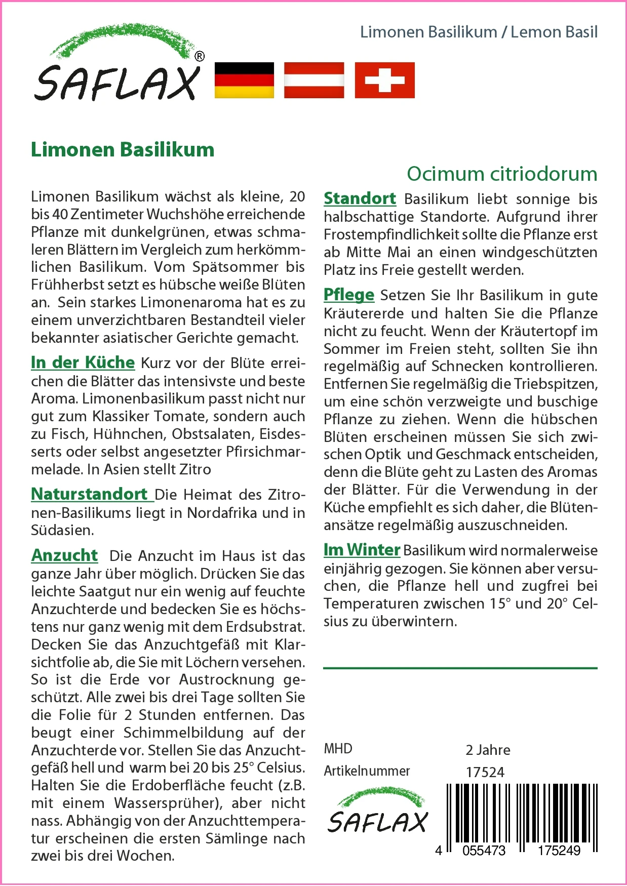 Limonen Basilikum | Basilikumsamen Von Saflax 4 Limonen Basilikum | Basilikumsamen Von Saflax – Bild 2
