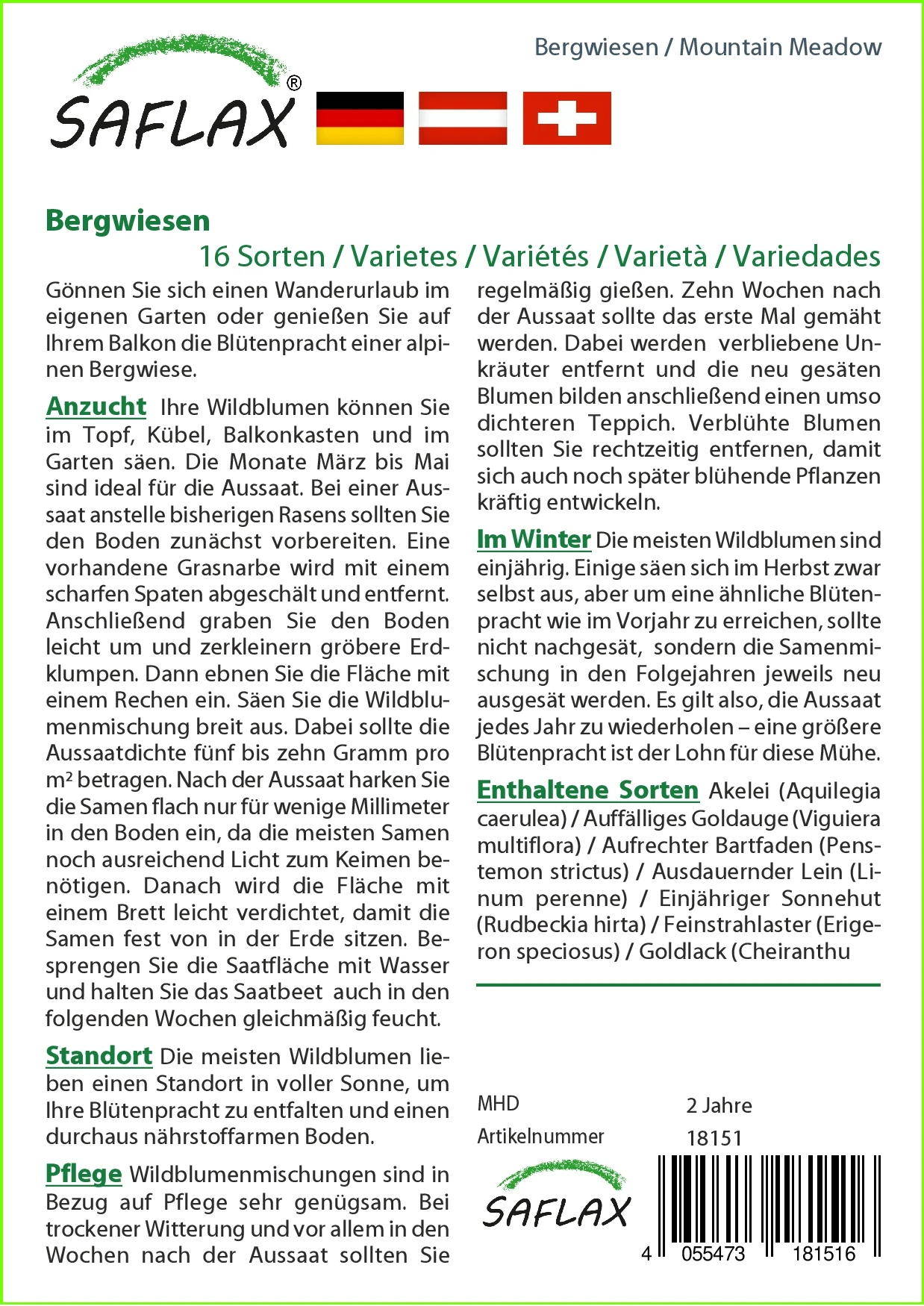 Bergwiesen | Wildblumensamen Von Saflax 3 Bergwiesen | Wildblumensamen Von Saflax