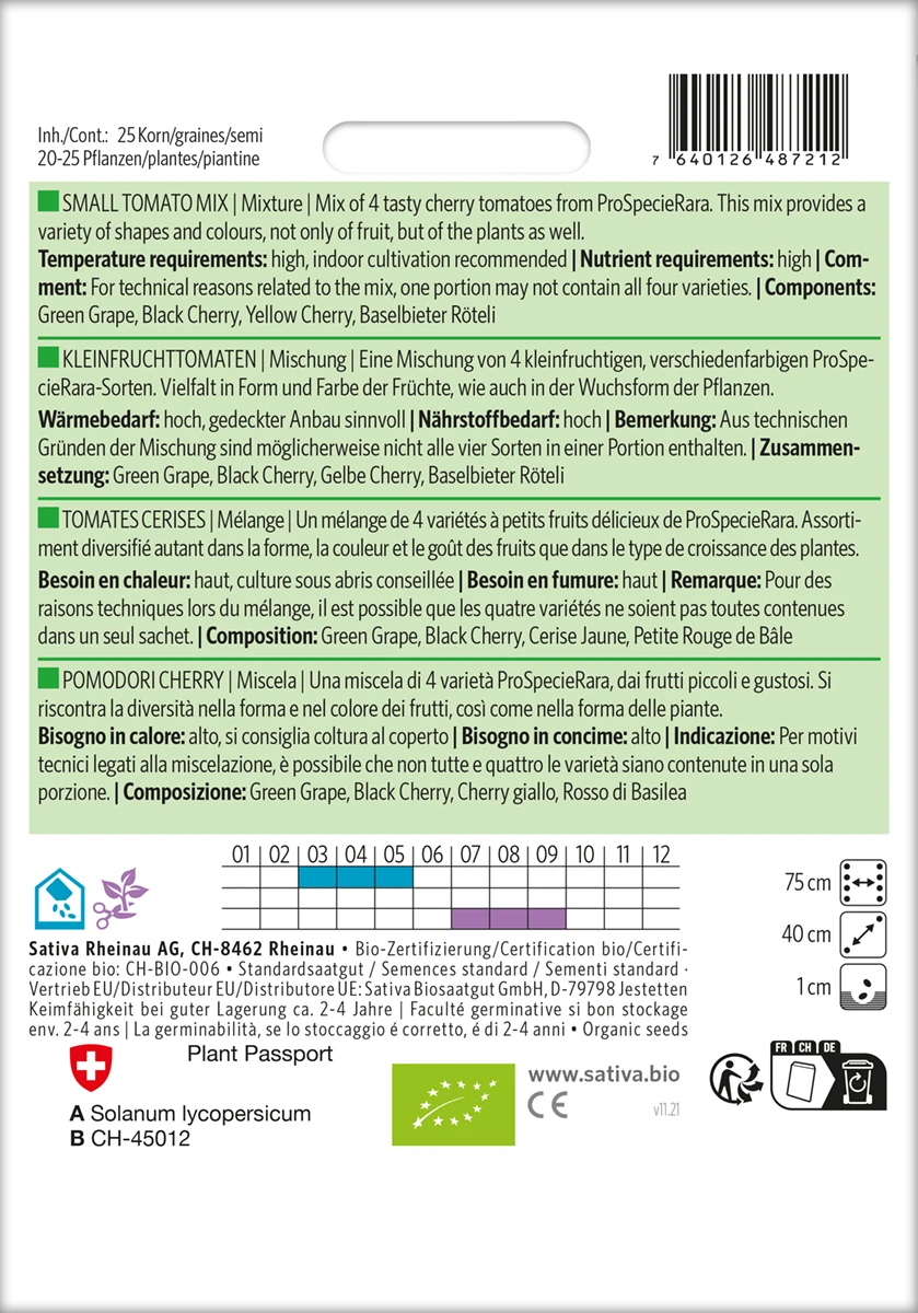 Kleinfruchttomaten Mischung | BIO Snacktomatensamen Von Sativa Rheinau 3 Kleinfruchttomaten Mischung | BIO Snacktomatensamen Von Sativa Rheinau