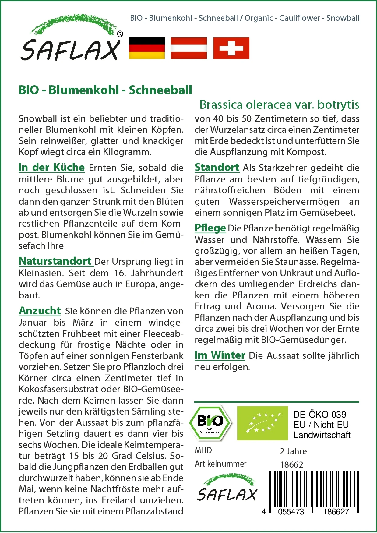 Blumenkohl Schneeball | BIO Blumenkohlsamen Von Saflax 4 Blumenkohl Schneeball | BIO Blumenkohlsamen Von Saflax – Bild 2