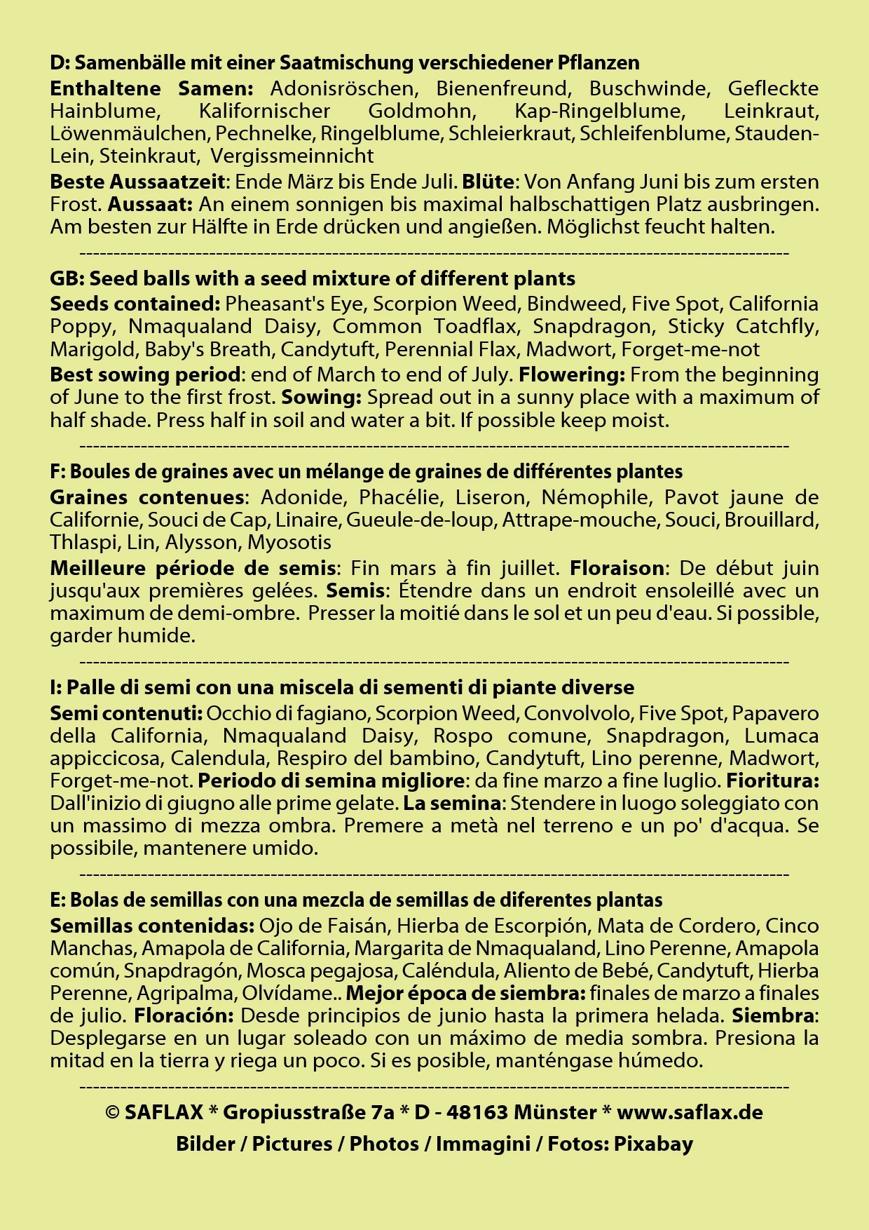 Samenbälle Flower Power (3 Stück) | Blumensamenmischung Von Saflax 3 Samenbälle Flower Power (3 Stück) | Blumensamenmischung Von Saflax