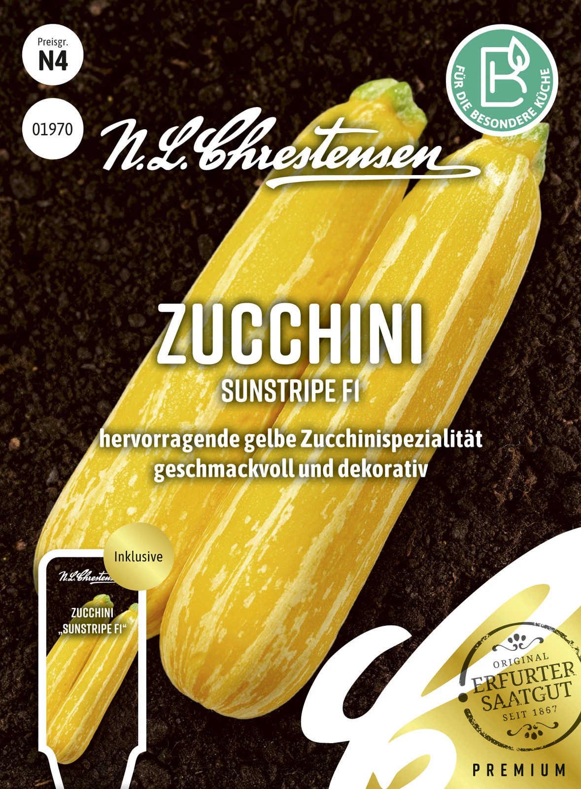 Zucchini Sunstripe F1 | Zucchinisamen Von N.L. Chrestensen 3 Zucchini Sunstripe F1 | Zucchinisamen Von N.L. Chrestensen