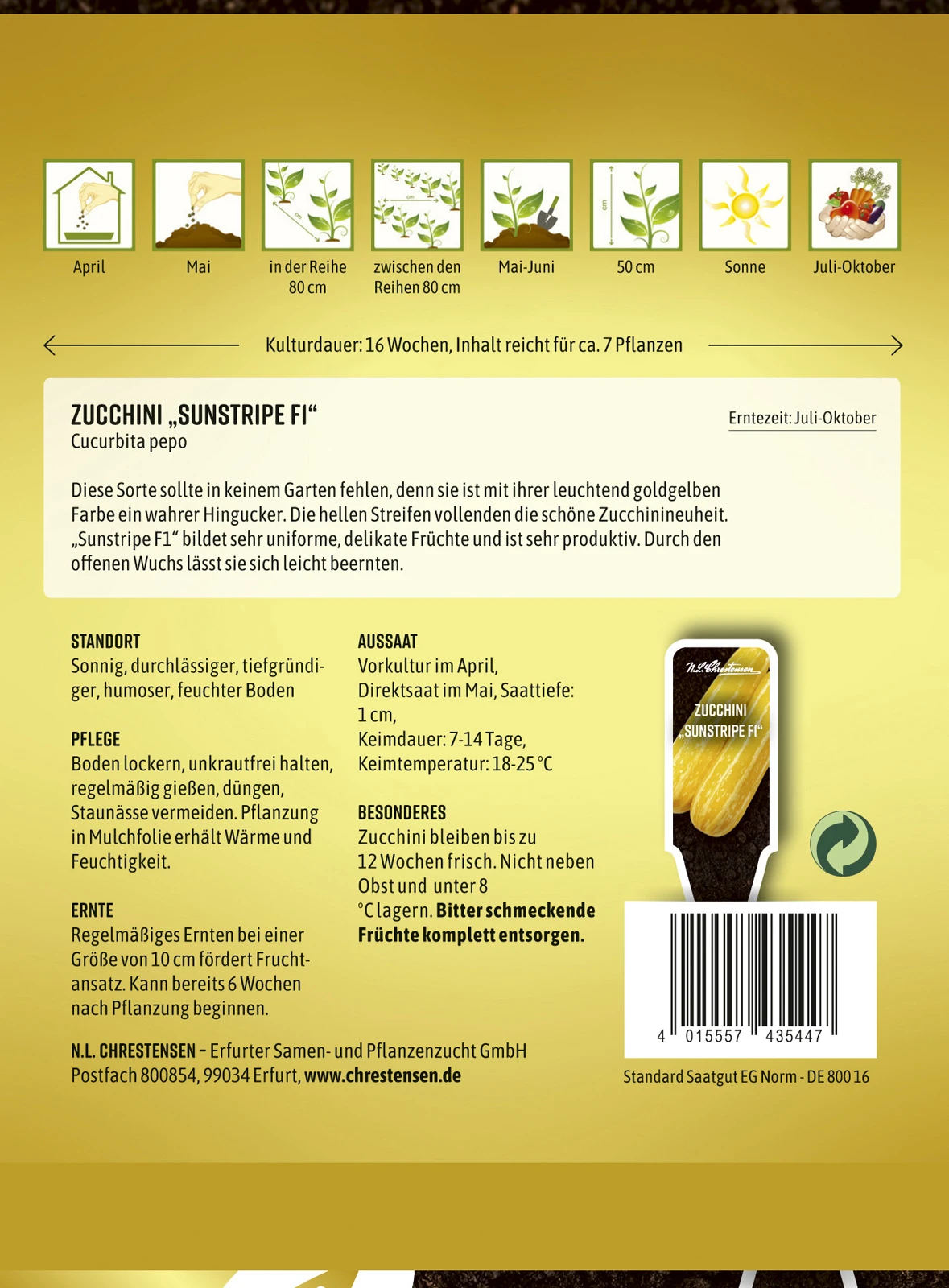 Zucchini Sunstripe F1 | Zucchinisamen Von N.L. Chrestensen 4 Zucchini Sunstripe F1 | Zucchinisamen Von N.L. Chrestensen – Bild 2