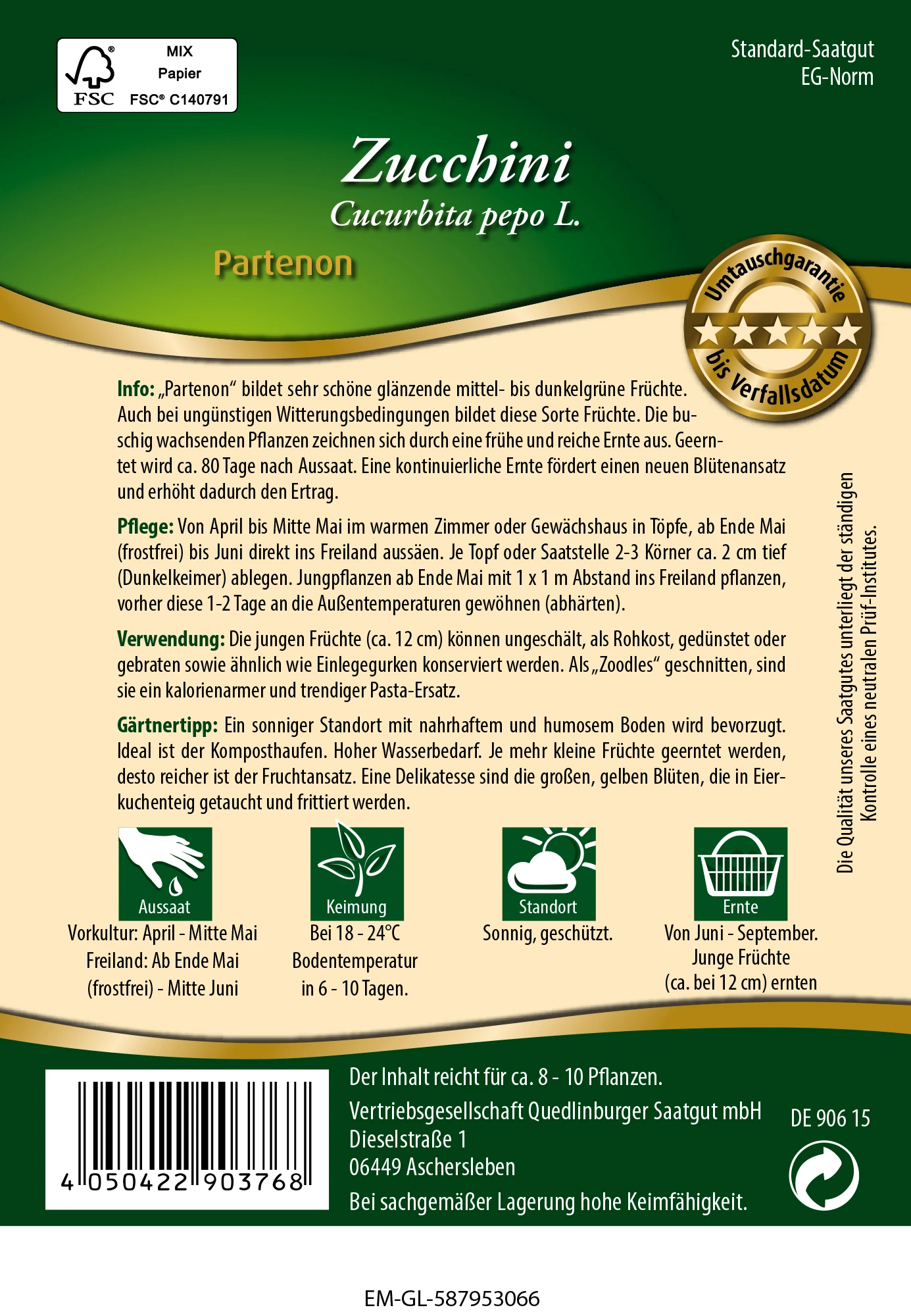 Zucchini Partenon | Zucchinisamen Von Quedlinburger 3 Zucchini Partenon | Zucchinisamen Von Quedlinburger