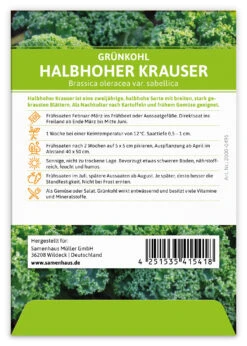 Grünkohl Halbhoher Krauser (100 Stück) | Grünkohlsamen Von FLORTUS