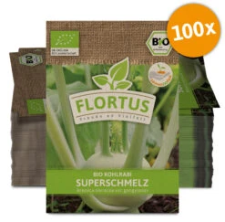 Kohlrabi Superschmelz (100 Stück) | BIO Kohlsamen Von FLORTUS -Samenhaus Geschäft 549883 BIO Kohlrabi Superschmelz 100 Stueck 2000 0500 100x 0
