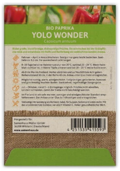 Paprika Yolo Wonder (100 Stück) | BIO Paprikasamen Von FLORTUS