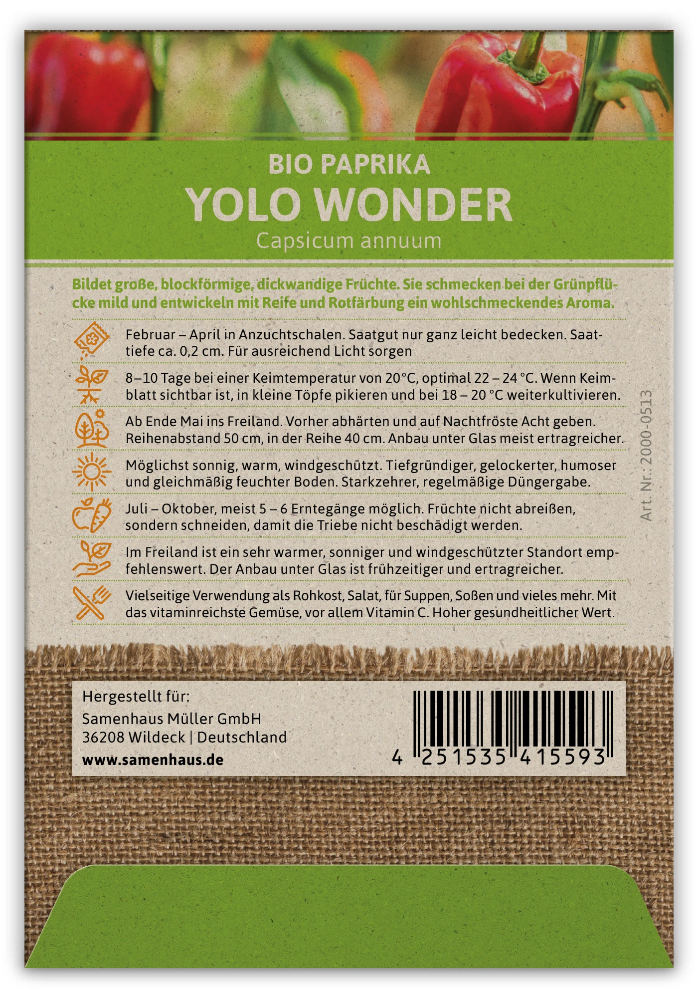 Paprika Yolo Wonder (100 Stück) | BIO Paprikasamen Von FLORTUS 3 Paprika Yolo Wonder (100 Stück) | BIO Paprikasamen Von FLORTUS