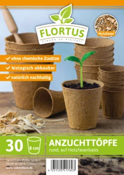 8 Cm Anzuchttopf Rund Auf Holzfaser Basis | Anzuchttöpfe Von FLORTUS -Samenhaus Geschäft 552303 8 cm Anzuchttopf rund auf Holzfaser Basis 30 Stueck 2000 0595 1