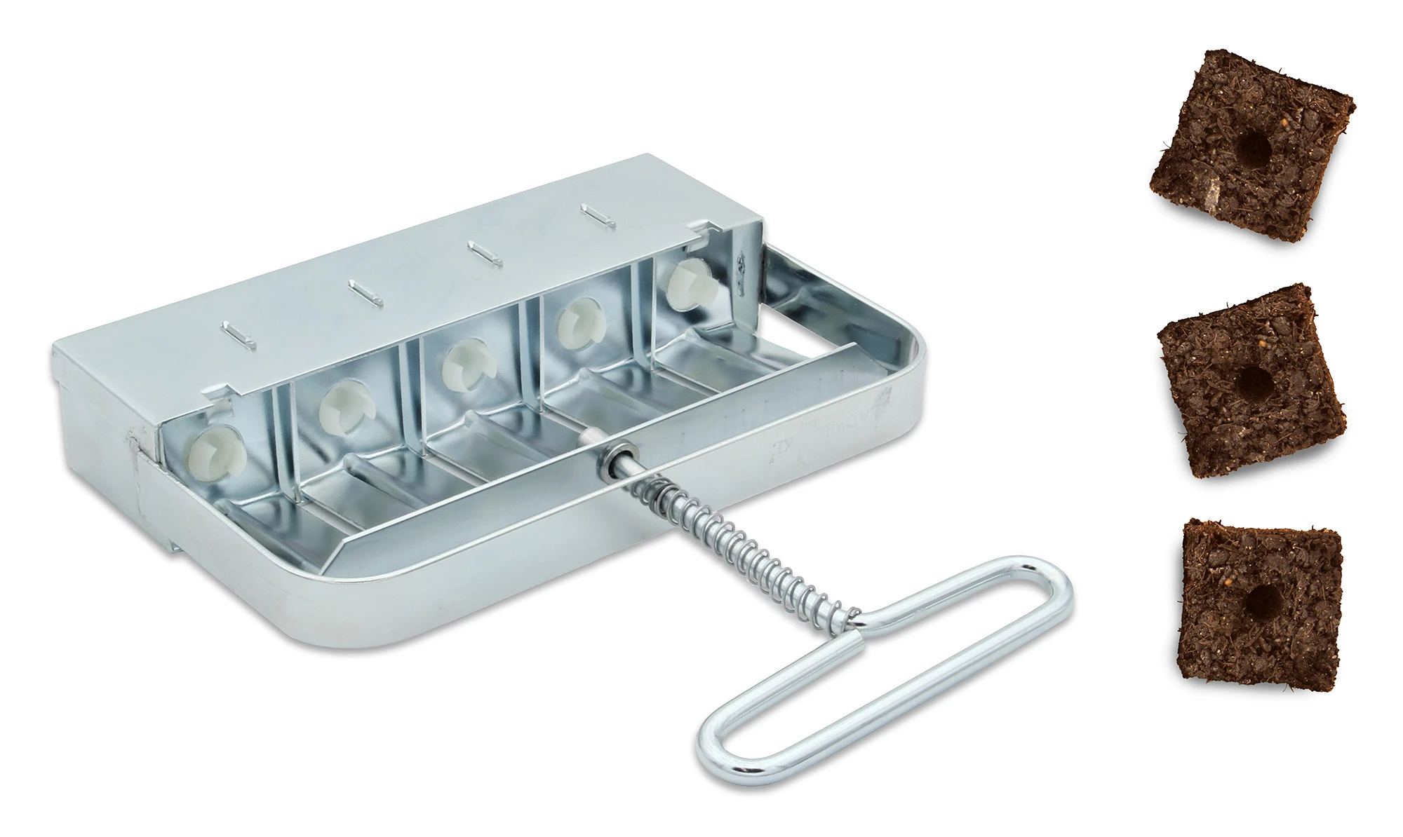 Erdballenpresse Mini 5 Mit Kleinen Und Großen Dübeleinsätzen | Erdtopfpressen Von Ladbrooke Soil Blockers 5 Erdballenpresse Mini 5 Mit Kleinen Und Großen Dübeleinsätzen | Erdtopfpressen Von Ladbrooke Soil Blockers – Bild 3