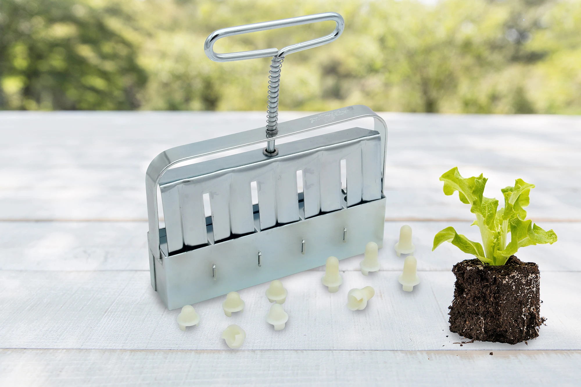 Erdballenpresse Mini 5 Mit Kleinen Und Großen Dübeleinsätzen | Erdtopfpressen Von Ladbrooke Soil Blockers 4 Erdballenpresse Mini 5 Mit Kleinen Und Großen Dübeleinsätzen | Erdtopfpressen Von Ladbrooke Soil Blockers – Bild 2