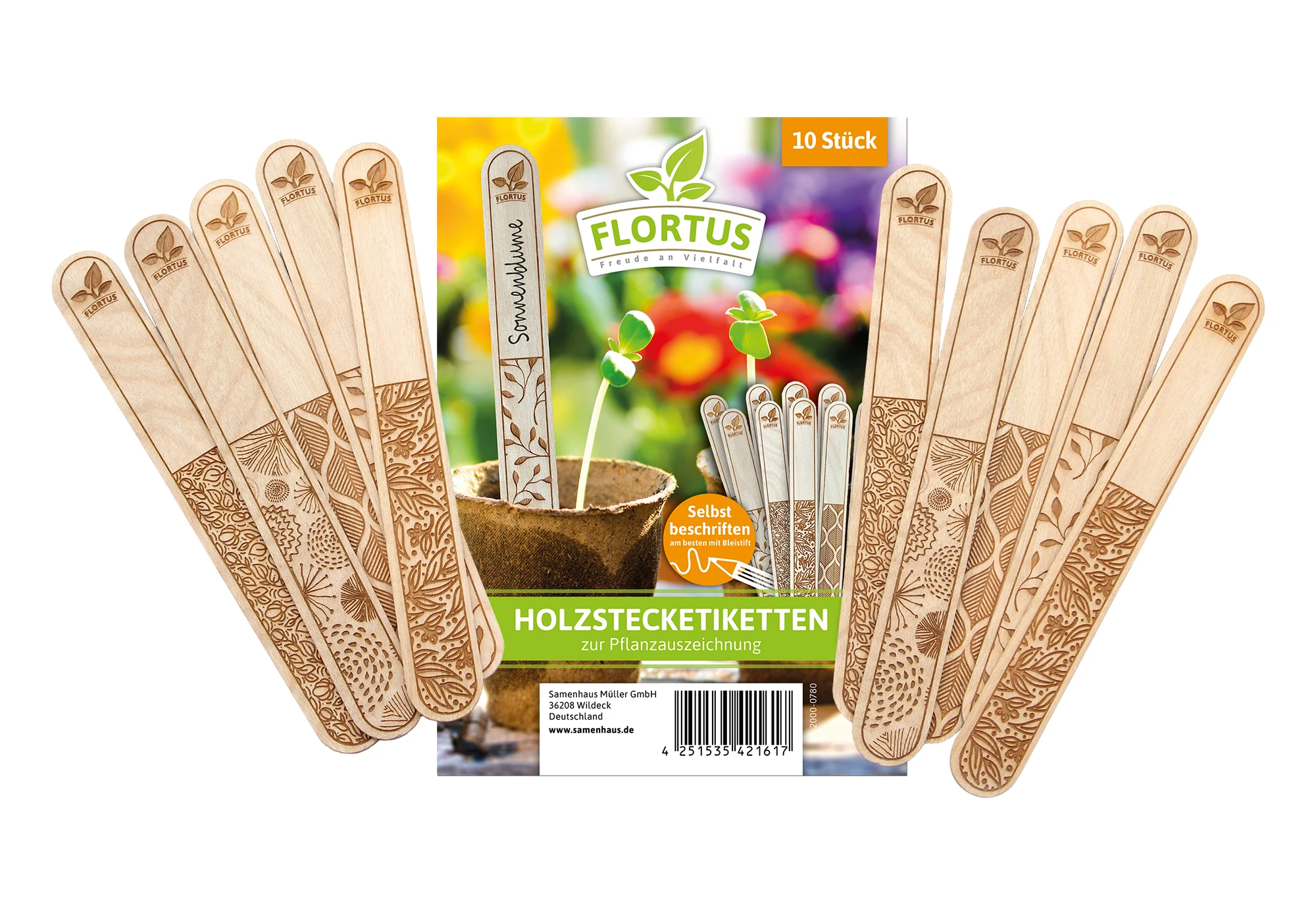 Holzstecketiketten Mit Lasergravur (10 Stück) | Pflanzenetiketten Von FLORTUS 5 Holzstecketiketten Mit Lasergravur (10 Stück) | Pflanzenetiketten Von FLORTUS – Bild 3