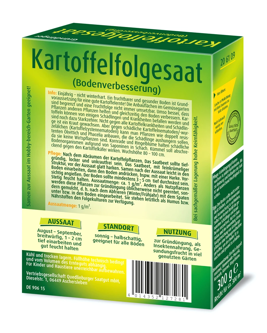Kartoffelfolgesaat (300 G) | Bodenverbesserung Von Quedlinburger 3 Kartoffelfolgesaat (300 G) | Bodenverbesserung Von Quedlinburger