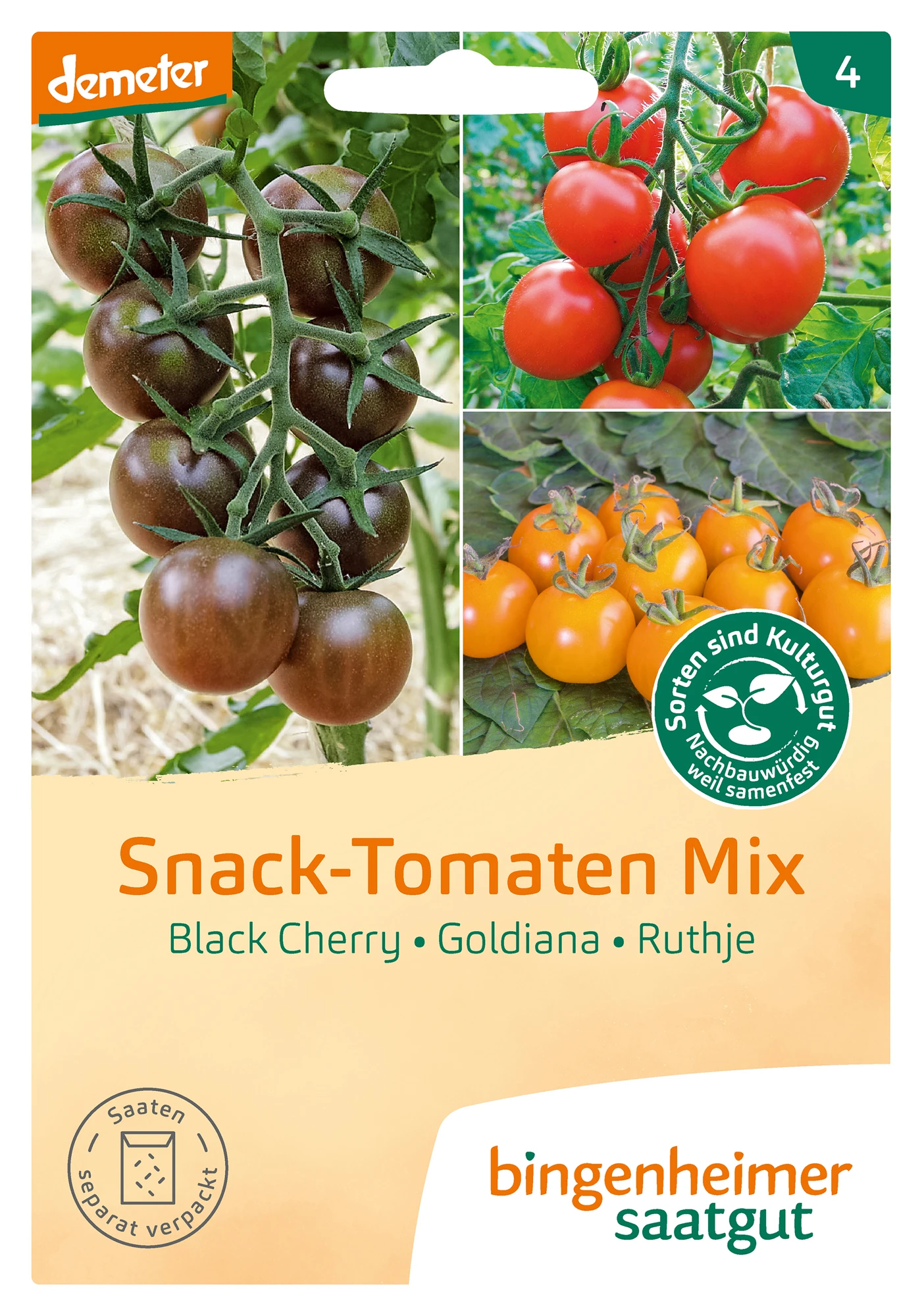 Snack-Tomaten Mix | BIO Tomatensamen Von Bingenheimer Saatgut 4 Snack-Tomaten Mix | BIO Tomatensamen Von Bingenheimer Saatgut – Bild 2