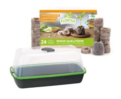 BoQube M &amp; FLORTUS Kokos Quelltöpfe (24 Stück) | Anzuchtzubehör Set Von FLORTUS -Samenhaus Geschäft 562697 BoQube M und FLORTUS Kokos Quelltoepfe 24 Stueck 2000 2385 anthrazit 1